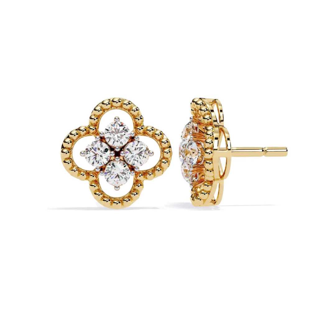 La DiaMantés | Clover Radiance Diamond Stud Earrings